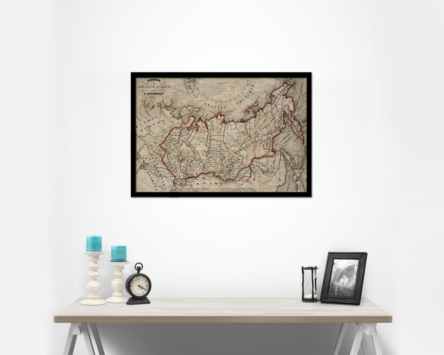 Siberia Russia Historical Map Framed Print Art Wall Decor Gifts