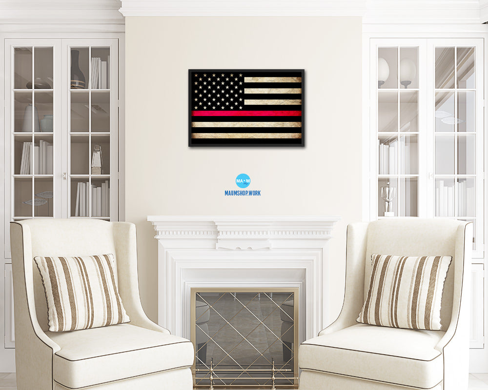 Thin Red Line Honoring Law Enforcement American Vintage Military Flag Art