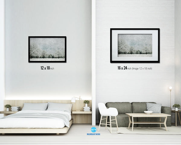 Frosted White Snow Landscape Artwork Painting Print Art Frame Home Wall Decor Gifts