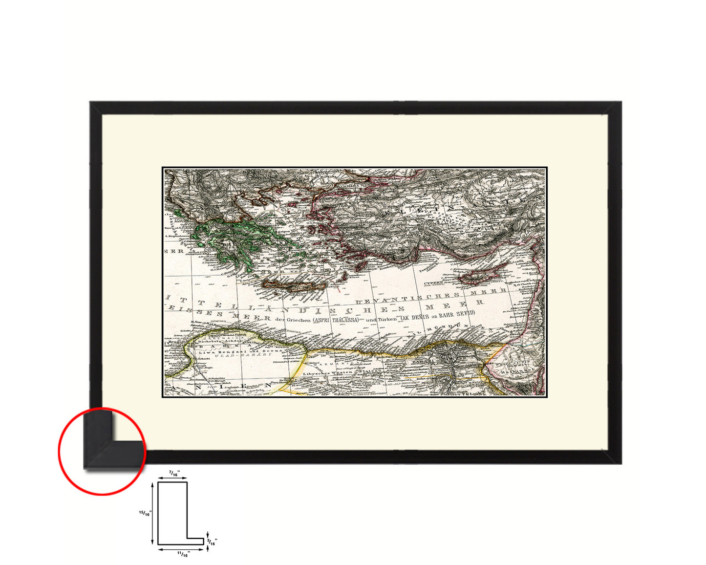 Eastern Mediterranean Old Map Framed Print Art Wall Decor Gifts