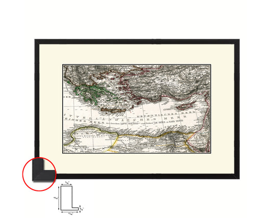Eastern Mediterranean Old Map Framed Print Art Wall Decor Gifts