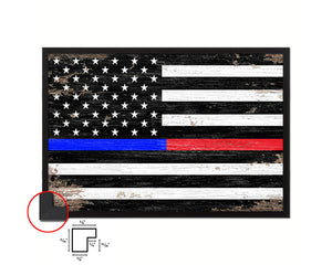 Thin Blue Line Police & Thin Red Line Firefighter Respect & Honor Law Enforcement Shabby Chic Military FlagArt