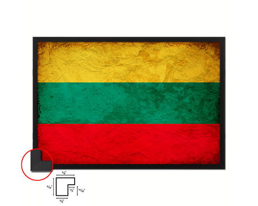 Lithuania Country Vintage Flag Wood Framed Print Wall Art Decor Gifts