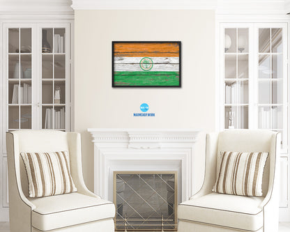 Miami City Florida State Rustic Flag Wood Framed Paper Prints Decor Wall Art Gifts