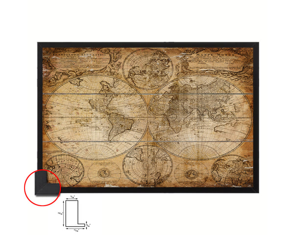 World Johann Baptist Homann Nuremberg Germany 1746 Antique Map Framed Print Art Wall Decor Gifts