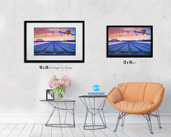 Tulip field of blooming Blue Landscape Painting Print Art Frame Home Wall Decor Gifts