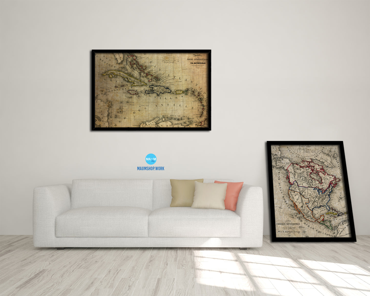 West Indies and Caribbean 1846 Vintage Map Framed Print Art Wall Decor Gifts