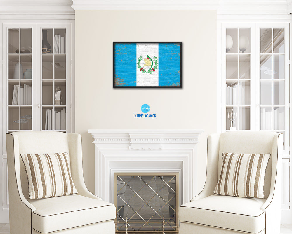 Guatemala Shabby Chic Country Flag Wood Framed Print Wall Art Decor Gifts