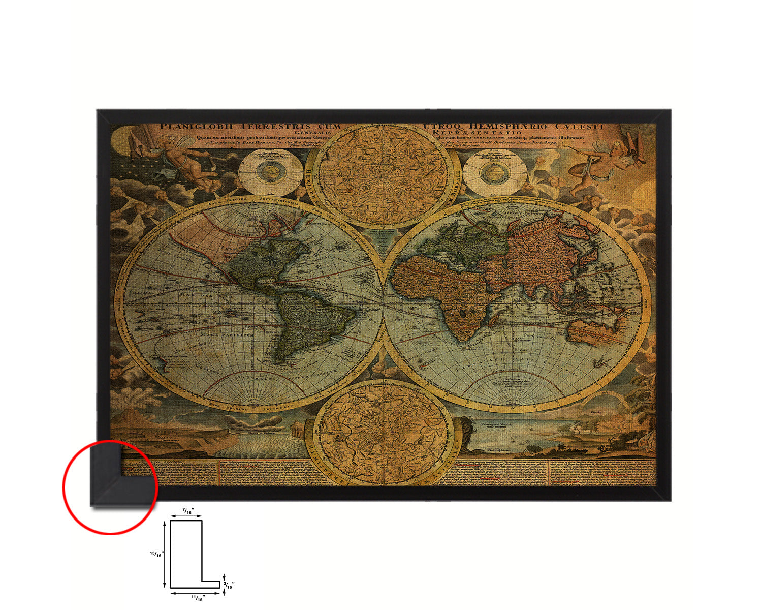 World Ortelius Circa Vintage Map Framed Print Art Wall Decor Gifts