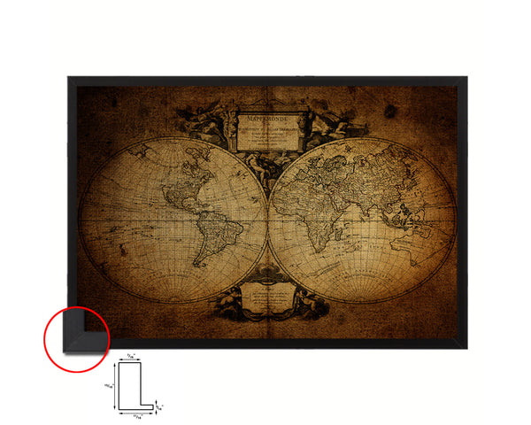World 1752 Vintage Map Framed Print Art Wall Decor Gifts