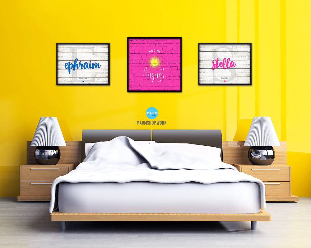 Baby Due In August Pregnancy Announcement Personalized Frame Print Wall Decor Art Gifts