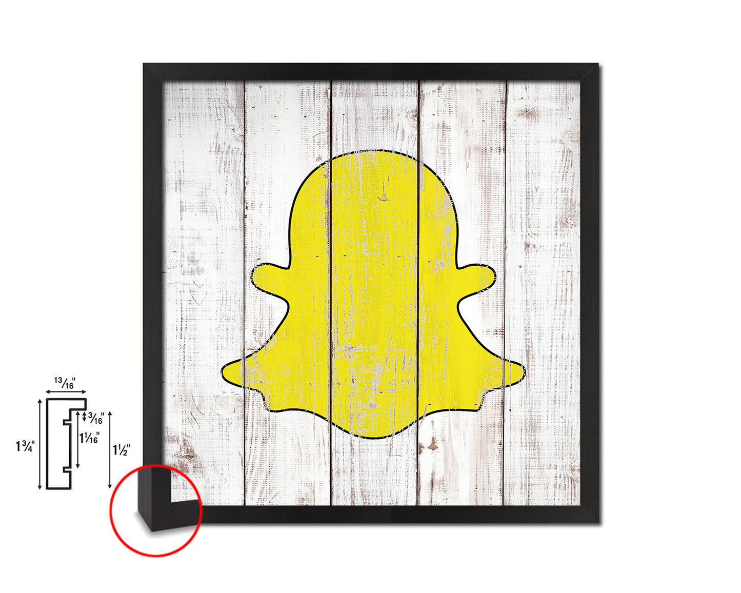 Snapchat Social Media Symbol Icons logo Framed Print Shabby Chic Home Decor Wall Art Gifts