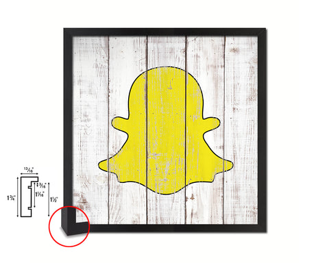 Snapchat Social Media Symbol Icons logo Framed Print Shabby Chic Home Decor Wall Art Gifts