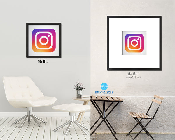 Instagram Social Media Symbol Icons logo Wood Framed Print Home Decor Wall Art Gifts