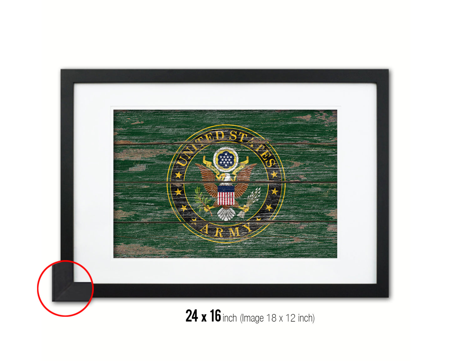 US Army House Wood Rustic Flag Wood Framed Print Wall Art Decor Gifts