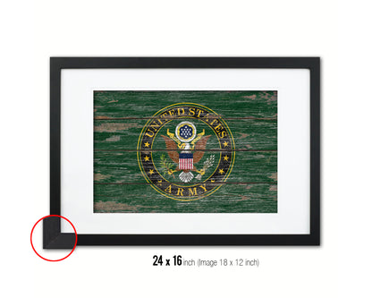 US Army House Wood Rustic Flag Wood Framed Print Wall Art Decor Gifts