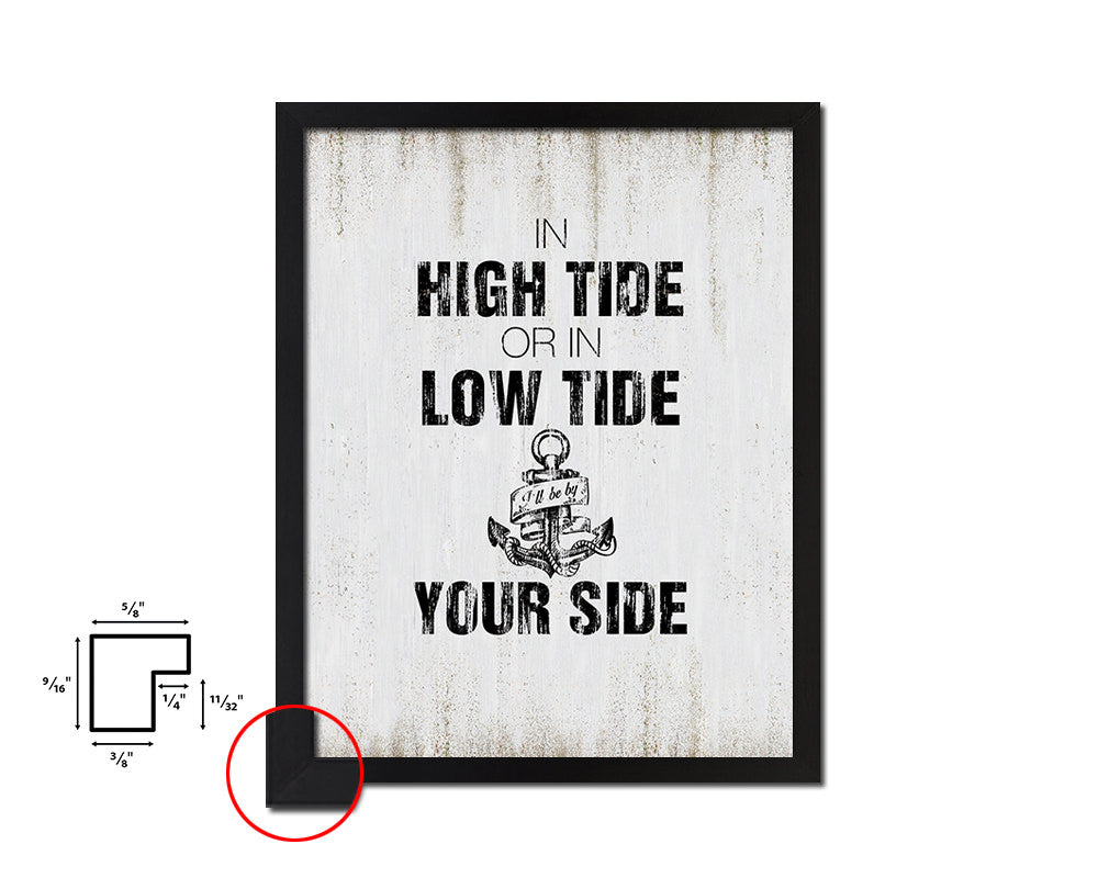 In high tide or in low tide Quote Wood Framed Print Wall Decor Art