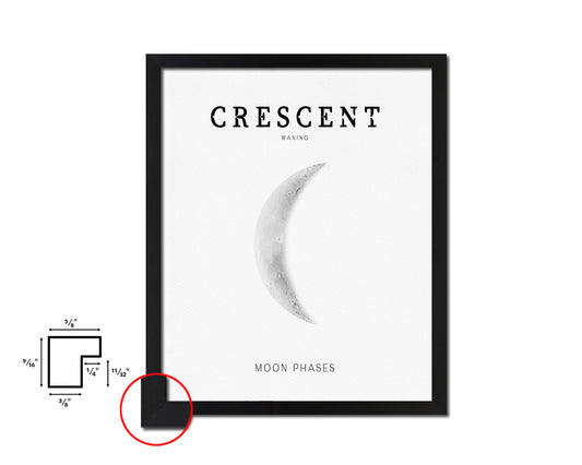 Waning Crescent Lunar Phases Moon Watercolor Nursery Framed Prints Home Decor Wall Art Gifts