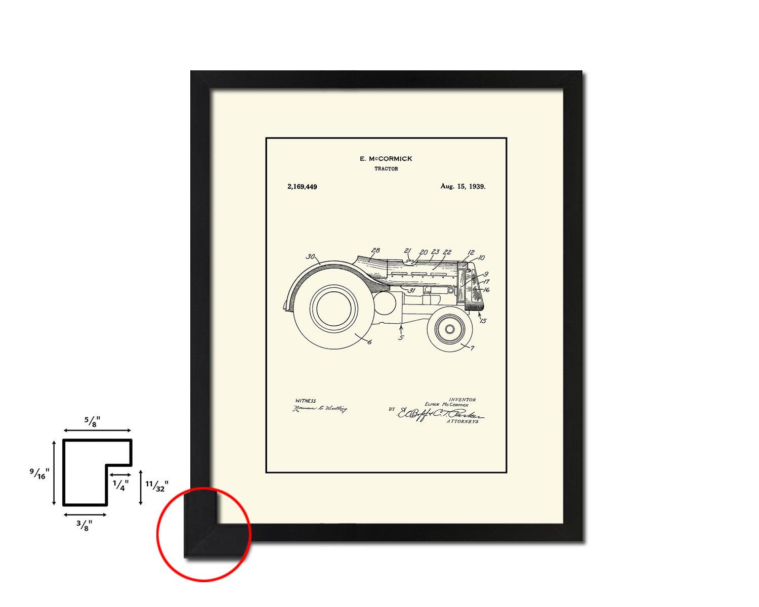 Tractor Home Vintage Patent Artwork Black Frame Print Wall Art Decor Gifts