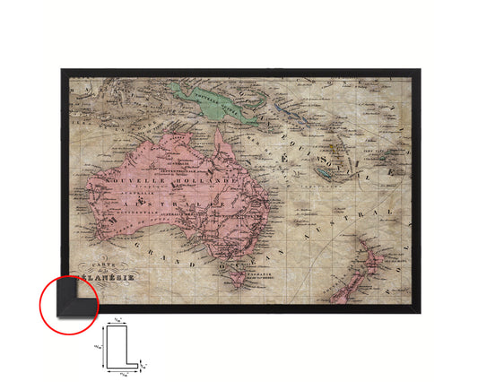 Australia New Zealand Oceania Historical Map Framed Print Art Wall Decor Gifts