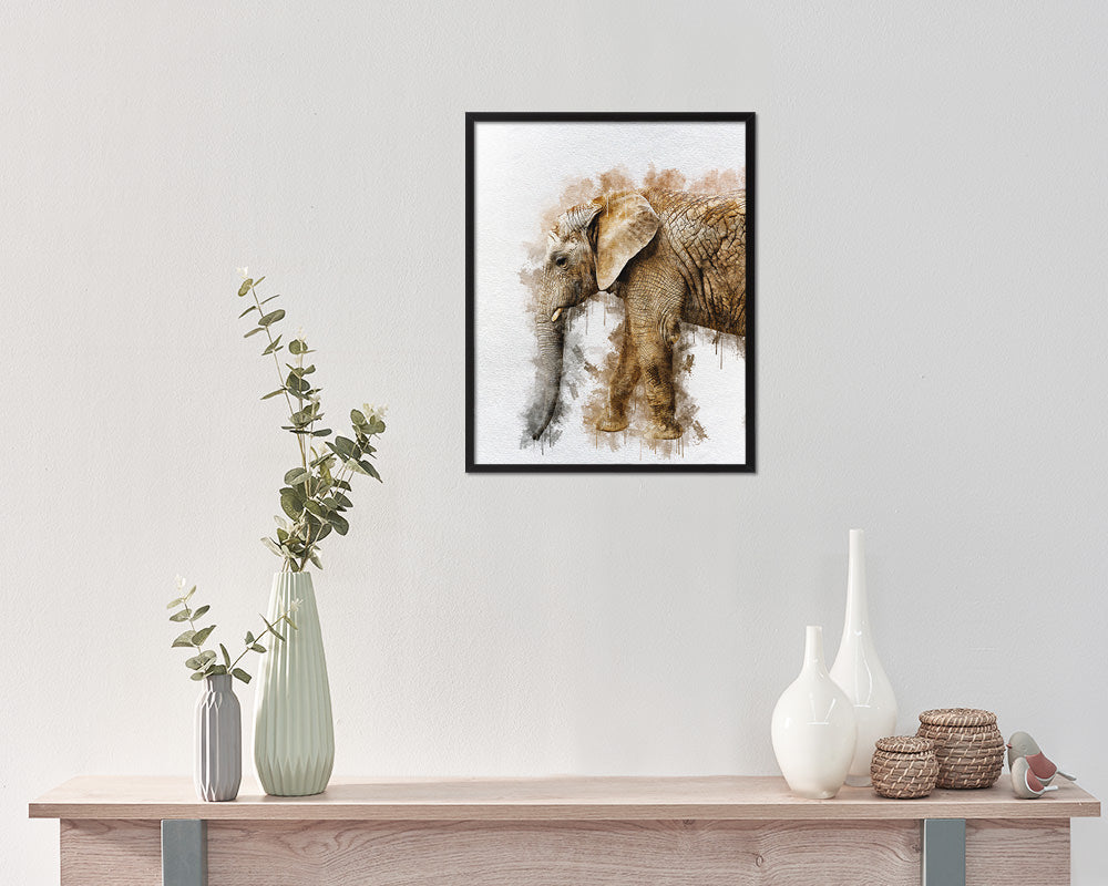 Elephant Animal Painting Print Framed Art Home Wall Decor Gifts