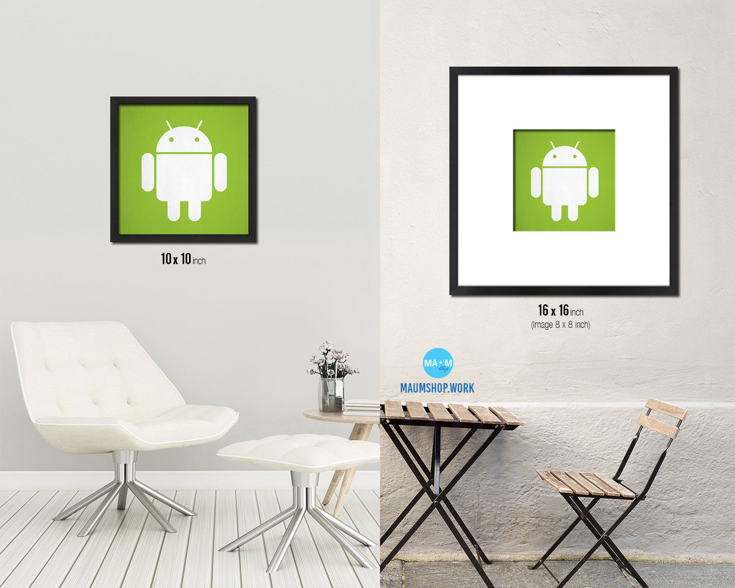 Android Social Media Symbol Icons logo Wood Framed Print Home Decor Wall Art Gifts