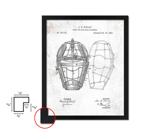 Baseball Mask for Catchers Sports Vintage Patent Artwork Black Frame Print Gifts