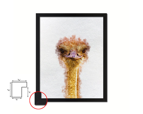 Ostrich Animal Painting Print Framed Art Home Wall Decor Gifts