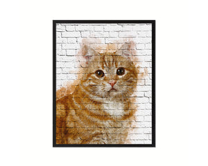 Red Little Cat Kitten Portrait Framed Print Pet Home Decor Custom Watercolor Wall Art Gifts