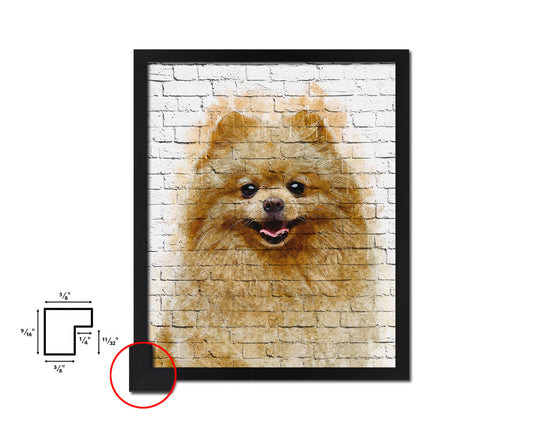 Pomeranian Spitz Dog Puppy Portrait Framed Print Pet Watercolor Wall Decor Art Gifts