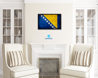 Bosnia Country Vintage Flag Wood Framed Print Wall Art Decor Gifts