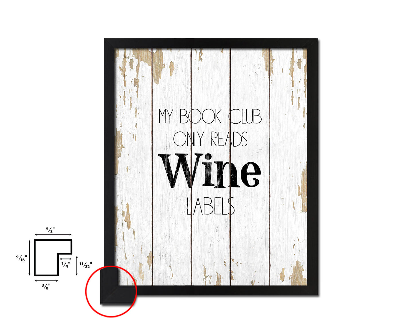 My book club only reads wine labels Words Wood Framed Print Wall Decor Art Gifts