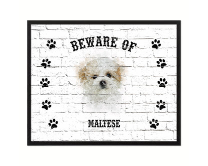 Beware of Jindo Sign Wood Framed Print Wall Art Decor Gifts