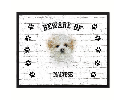 Beware of Jindo Sign Wood Framed Print Wall Art Decor Gifts
