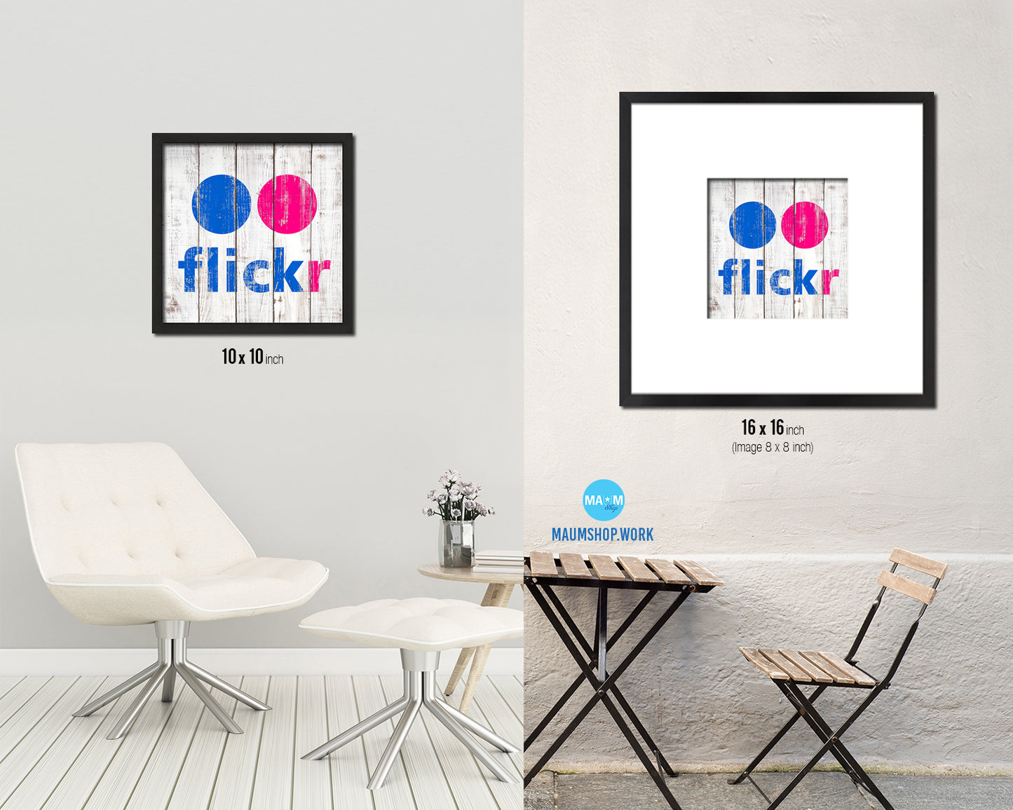 Flickr Social Media Symbol Icons logo Framed Print Shabby Chic Home Decor Wall Art Gifts
