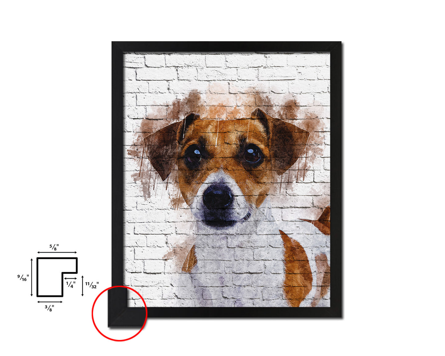 Jack Russell Terrier Dog Puppy Portrait Framed Print Pet Watercolor Wall Decor Art Gifts