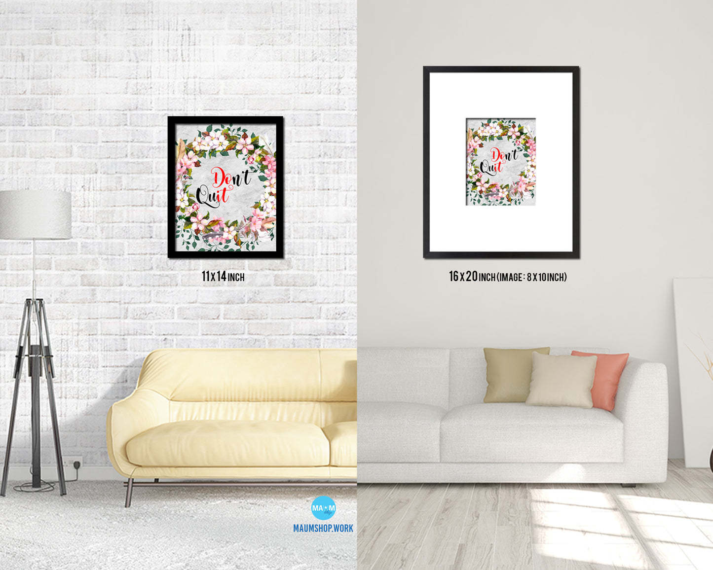 Don't Quit Quote Framed Print Wall Art Decor Gifts