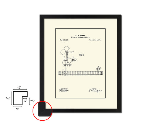 Steam Locomotive Electric Railway Signal Train Vintage Patent Artwork Black Frame Print Gifts