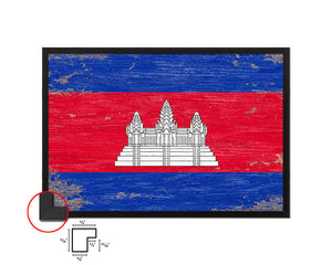 Cambodia Shabby Chic Country Flag Wood Framed Print Wall Art Decor Gifts