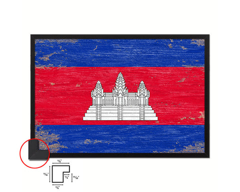 Cambodia Shabby Chic Country Flag Wood Framed Print Wall Art Decor Gifts