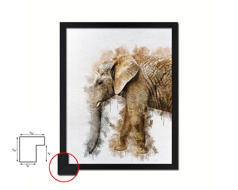 Elephant Animal Painting Print Framed Art Home Wall Decor Gifts