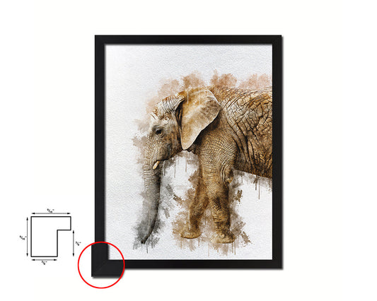 Elephant Animal Painting Print Framed Art Home Wall Decor Gifts