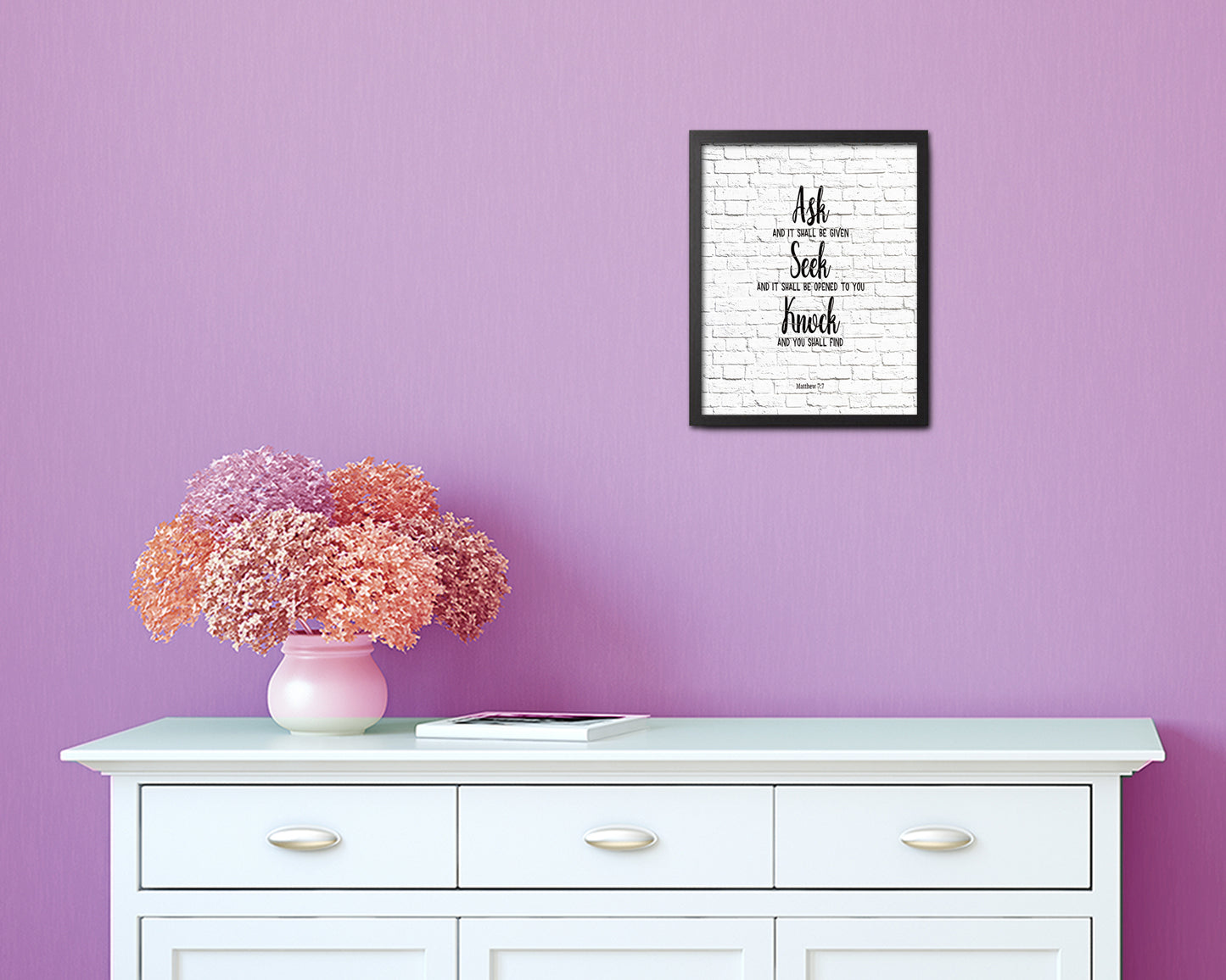 Seek and You Shall Find, Matthew 7:7 Quote Framed Print Home Decor Wall Art Gifts
