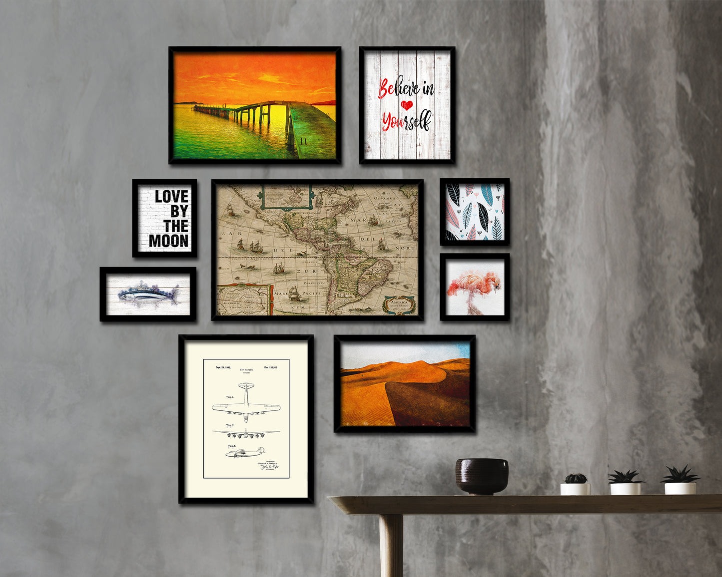 North and South America Cartographic Historical Map Framed Print Art Wall Decor Gifts