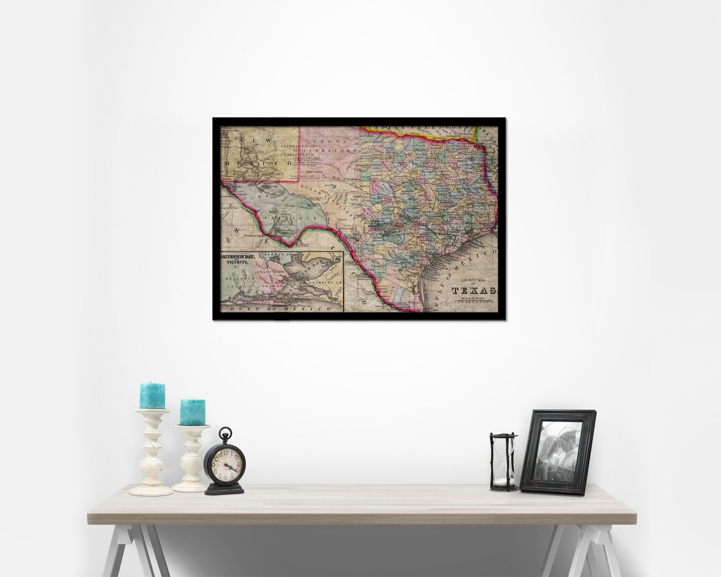 Texas Historical Map Framed Print Art Wall Decor Gifts