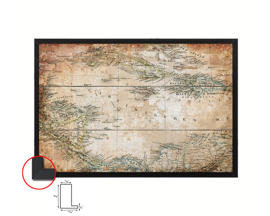 Caribbean Cuba Jamaica Styler 1875 Antique Map Framed Print Art Wall Decor Gifts
