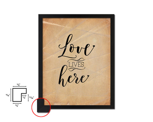 Love lives here Quote Paper Artwork Framed Print Wall Decor Art