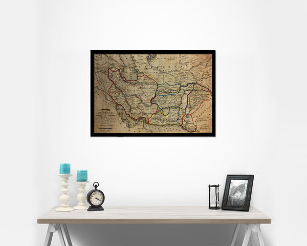 Persia Middle East Iraq Iran Vintage Map Framed Print Art Wall Decor Gifts