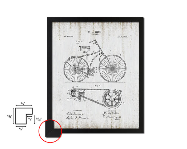 Wheel Bicycle Vintage Patent Artwork Black Frame Print Wall Art Decor Gifts