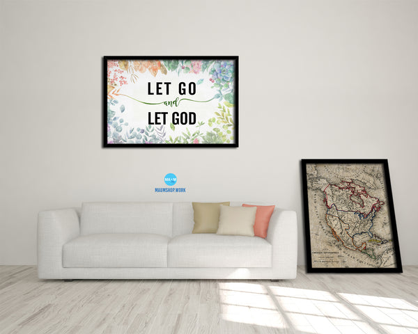 Let go and let God Bible Verse Scripture Framed Print Wall Decor Art Gifts